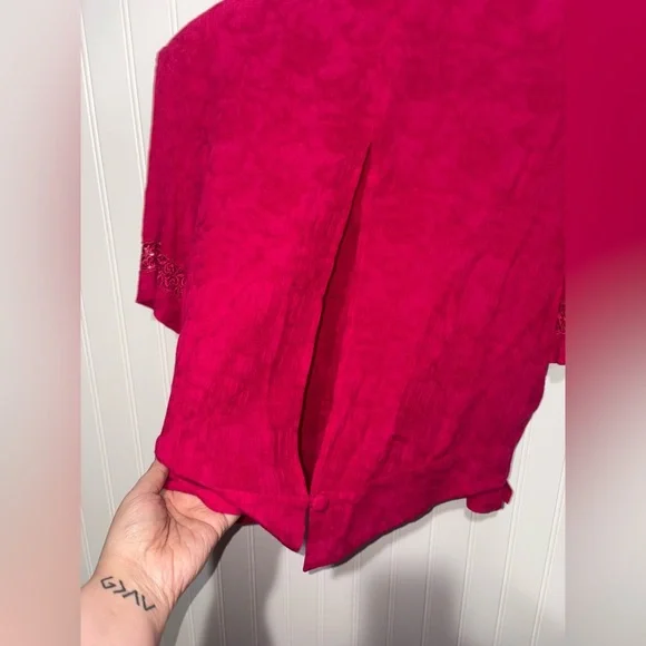 Vintage Karin Stevens Cottagecore Pink Button-Up Top| Size 12 - Picture 5 of 6